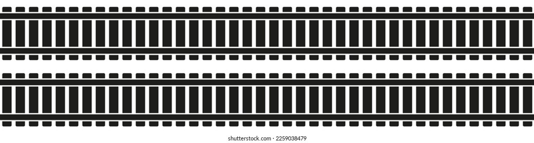 Icono de vector simple del perfil ferroviario. Conjunto de carril de acero para la industria del tren.