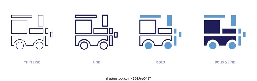 Railway profiles icon in 4 different styles. Thin Line, Line, Bold, and Bold Line. Duotone style. Editable stroke.