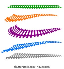 Railway, railroad silhouettes with distortion effect. Train, metro, subway, tram transportation concepts.
