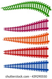 Railway, railroad silhouettes with distortion effect. Train, metro, subway, tram transportation concepts.