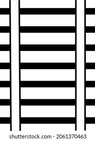 Railway rails. Image of a black flat rail. Vector image isolated on a white background.