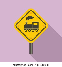 Railway road sign icon. Flat illustration of railway road sign vector icon for web design