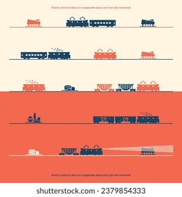 Railway. A set of simple pictograms combined into one illustration