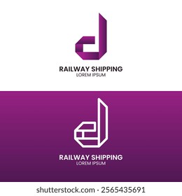 Railway Shipping of Packages Origami D Logotype