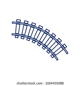 Railway sign. Curved track. Vector. Flat style black icon on white.