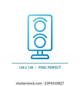 Lineares Vektorsymbol für Bahnsignalisierung perfekt Farbverlauf-Pixel. Ampelsystem. Eisenbahn-Semaphor. Dünnlinienfarbensymbol. Modernes Piktogramm. Vektor-einzelne Rahmenzeichnung