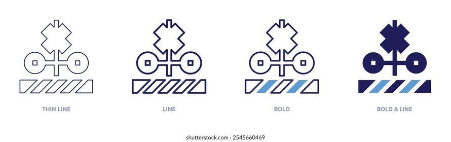Railway signals icon in 4 different styles. Thin Line, Line, Bold, and Bold Line. Duotone style. Editable stroke.