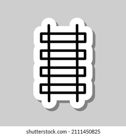 Railway simple icon. Flat desing. Sticker with shadow on gray background.ai