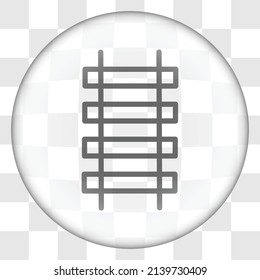 Railway simple icon. Flat desing. Glass button on transparent grid.ai