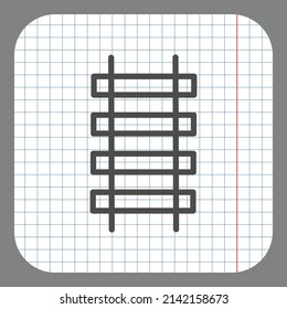 Railway simple icon. Flat desing. On graph paper. Grey background.ai