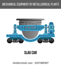 Railway slag car. Vector illustration isolated on white background