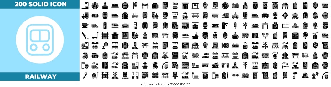 Railway Solid Editable Icons set. Vector illustration in modern thin solid style of railway icons: railway,train,transportation etc