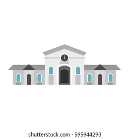 Railway station building icon in flat style isolated on white background vector illustration
