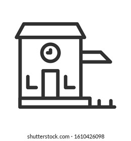 railway station, building, linear icon. Editable stroke