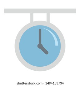 Railway station clock icon. Flat illustration of railway station clock vector icon for web design
