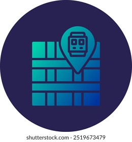Railway Station Glyph Circle Gradient Icon