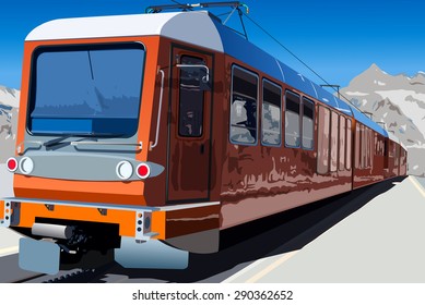 Railway station at high Alps mountains.