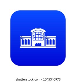 Railway station icon blue vector isolated on white background
