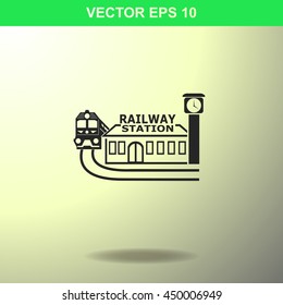 Railway station icon. Illustration for business.