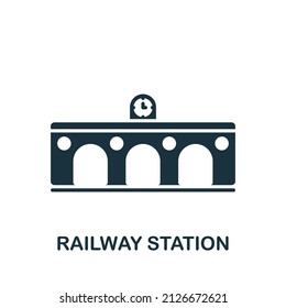 Icono de la estación de tren. Icono monocromo simple para plantillas, diseño web e infografías