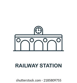 Railway Station icon. Monochrome simple icon for templates, web design and infographics