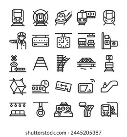 Railway and station icon set