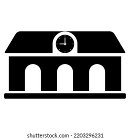 Railway station icon. Train station building Vector illustration