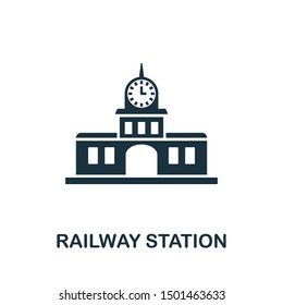Railway Station icon vector illustration. Creative sign from buildings icons collection. Filled flat Railway Station icon for computer and mobile. Symbol, logo vector graphics.