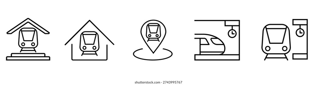Railway station icon vector set. Station Illustration sign collection. Depot symbol. Metro logo. 