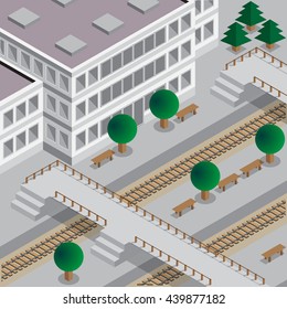 Railway Station. Isometric. Vector illustration.