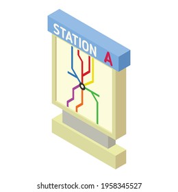 Railway station light board icon. Isometric of Railway station light board vector icon for web design isolated on white background