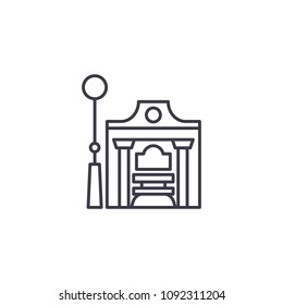 Railway station linear icon concept. Railway station line vector sign, symbol, illustration.