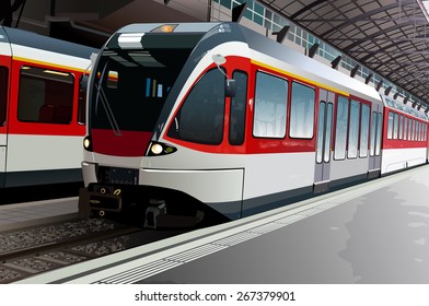Railway station with modern train