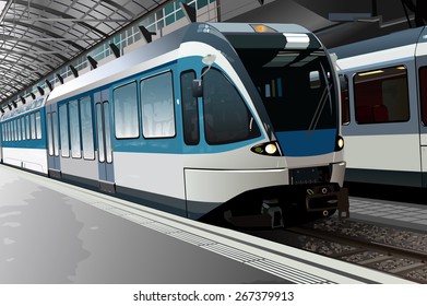 Bahnhof mit modernem Zug
