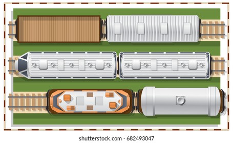 Railway station on a white background. View from above. Vector illustration.