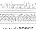 Railway station platform graphic train sketch illustration vector 