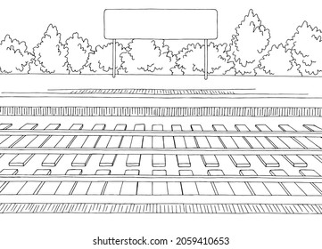 Vector de dibujo gráfico de la plataforma de la estación ferroviaria 