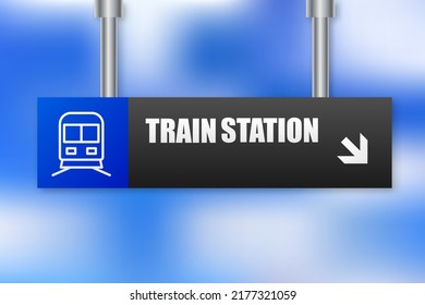 Signo de la plataforma de la estación de tren. Estación de tren. Entrenar en la plataforma. Ilustración vectorial.