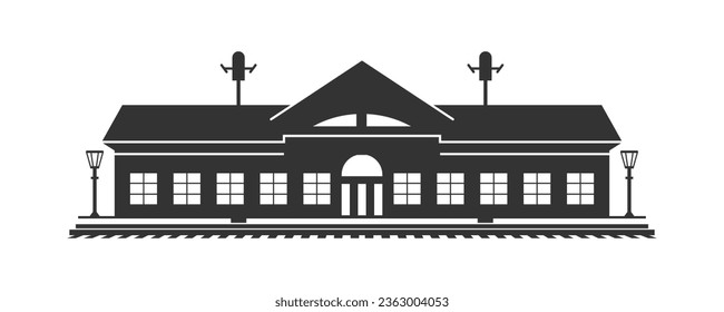 Railway station silhouette. Vector illustration.