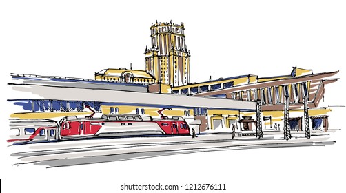 Railway Station Sketch Images, Stock Photos & Vectors | Shutterstock