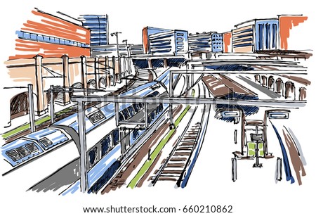 Railway station sketch