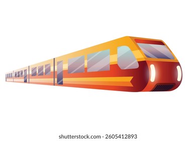 Railway station with train. Empty station interior with retro style train. Passenger carriages tourism. Cartoon vector illustration