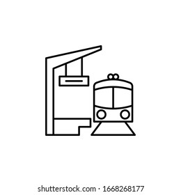 Bahnhof, Bahnsymbol. Einfache Vektorillustration, Umrisselemente für i und ux, Website oder mobile Applikationen