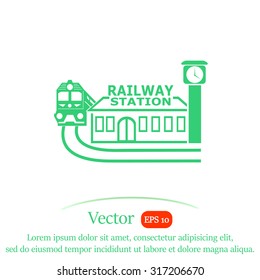 Railway station vector icon.
