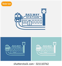 Railway station vector icon.
