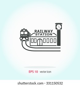 Railway station vector icon.