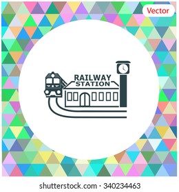 Railway station vector icon.
