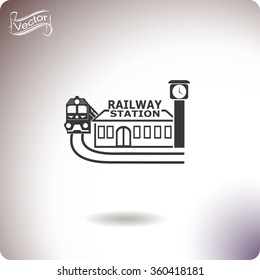 Railway Station Vector Icon.