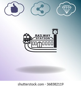 Railway station vector icon.