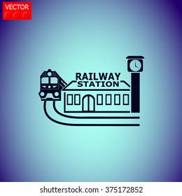 Railway station vector icon.